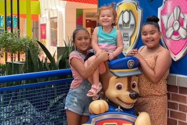 three girls enjoying Paw Patrol at Nickelodeon Universe in Mall of America