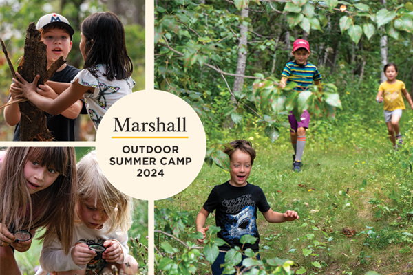 Young children running outdoors at the Marshall School Outdoor Summer Camp in Duluth MN