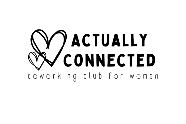 Actually Connected Coworking Club for women with two interlocking heart doodles