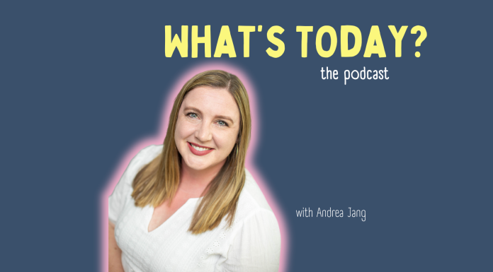 A white female with long brown hair wearing a white top smiling at the camera for What's Today? Podcast by Duluth Mom